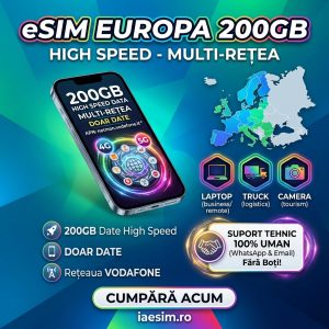 eSIM Europa 200GB 5G – Multi Rețea (UE, SEE & UK) pentru Șoferi Comunitate | iaesim.ro